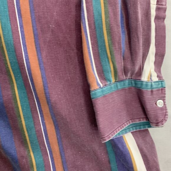 Vtg Chaps CRL Shirt Sz Large Mens Ralph Lauren Striped Button Down Multicolored - Picture 5 of 8
